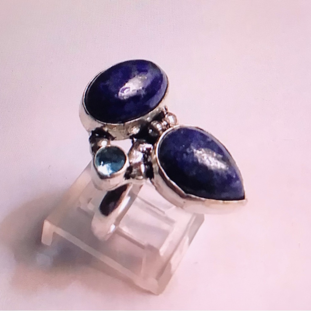Lapis Lazuli Blue Topaz 925 Sterling Silver Ring 115$